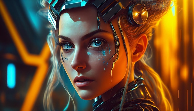 Realistic and virtual communication futuristic illustrator