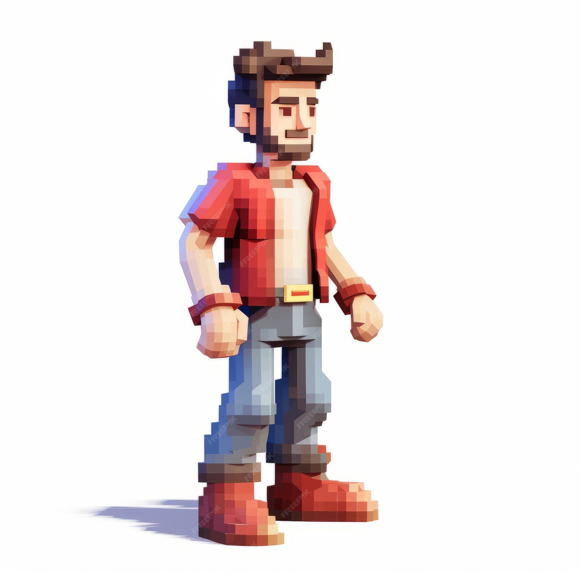 Premium photo realistic voxel art detailed 3d pixel character of ethan