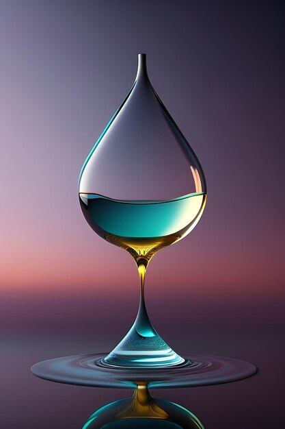 Realistic water drop falling into water