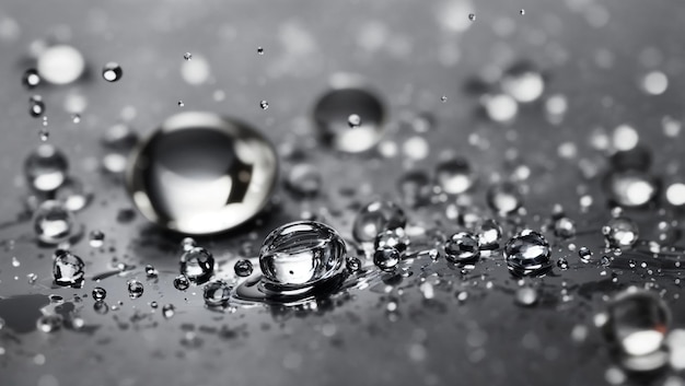 Realistic water droplets on gray background design wallpaper generated by AI