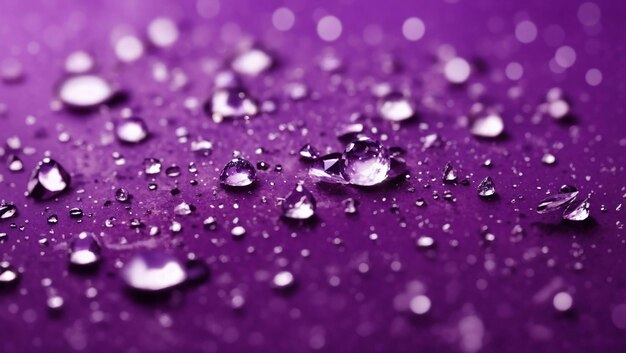 AI によって生成された紫色の背景デザインの壁紙にリアルな水滴