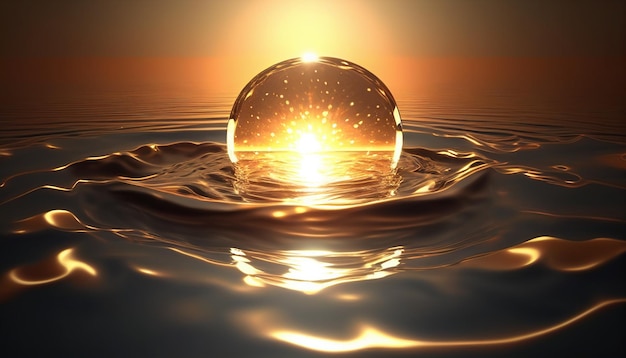 Realistic water ripple sunshine effect background Generative AI