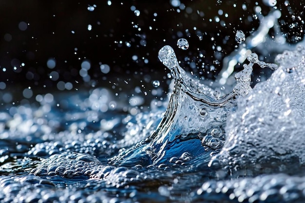 Foto spruzzi di acqua realistici sullo sfondo scuro