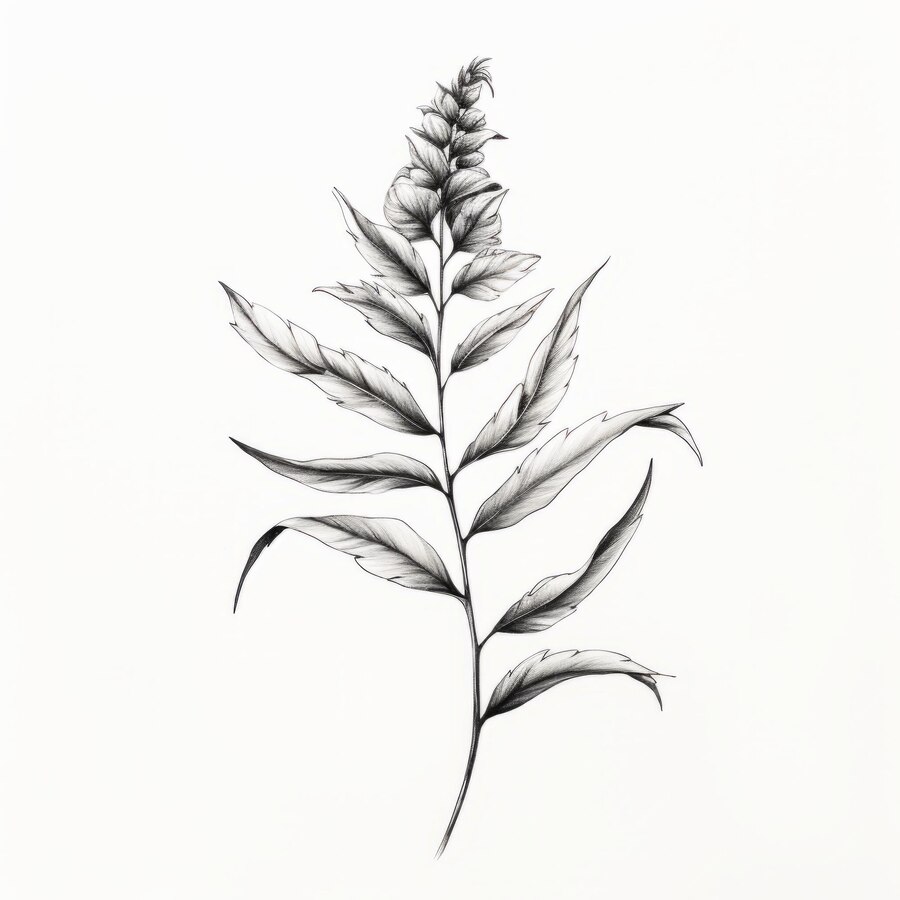 Premium AI Image Realistic Watercolor Fern Drawing On White