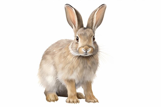 Realistic Watercolor Icon Naturalist Zoological Rabbit