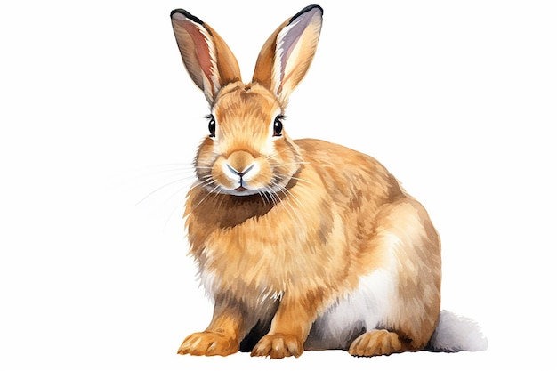 Realistic Watercolor Icon Naturalist Zoological Rabbit