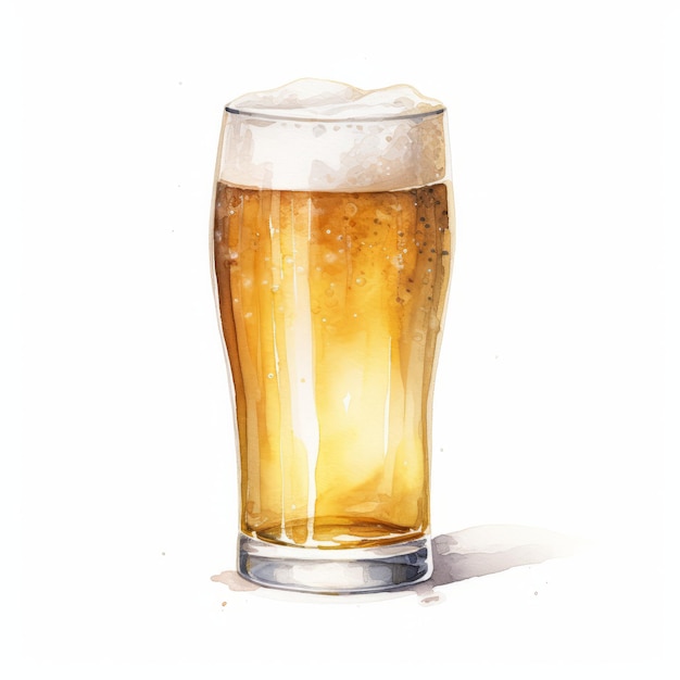 Realistic Watercolor Illustration Of A Pale Ale Beer