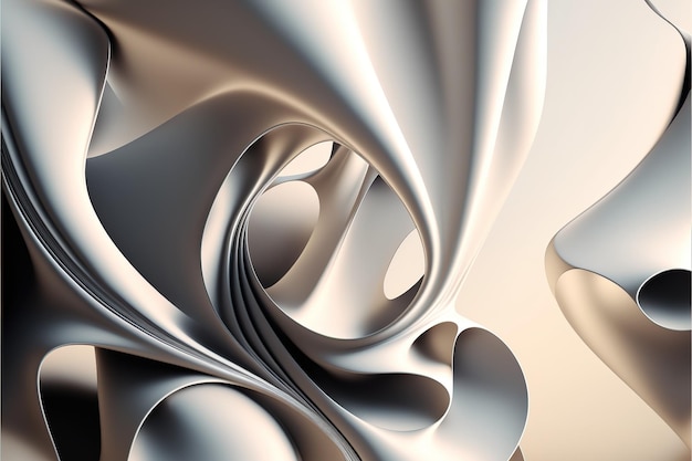 現実的な波状の白い曲線形状の抽象芸術