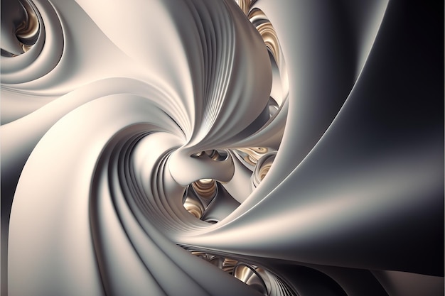 現実的な波状の白い曲線形状の抽象芸術