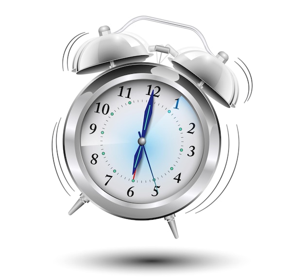 Photo realistic weaker clock alarm ringing concept isolated 3d illustration