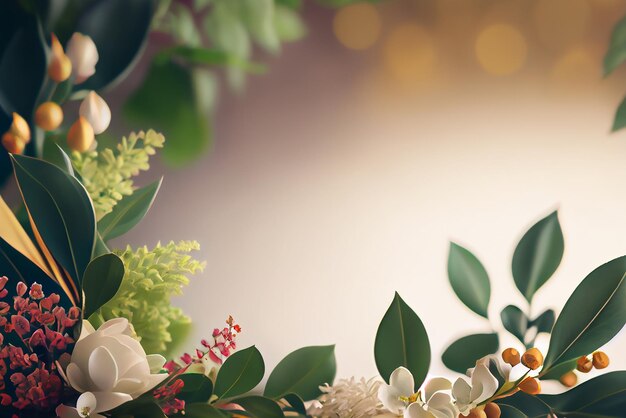 Realistic Wedding Floral Border Blur Illustration Generative AI