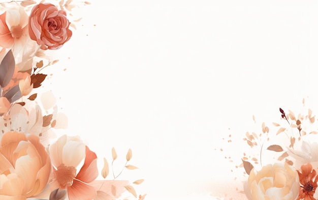 Realistic wedding floral border blur illustration