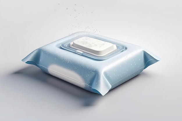 Photo realistic wet wipes gliding smoothly across the surface with sparkles effect for hygienic cleaning or disinfecting