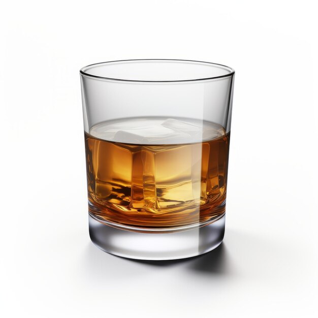 Realistic Whiskey Glass Mockup On White Background