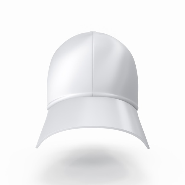 Realistic white baseball cap isolated on white background 3D illustration