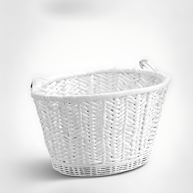 Photo realistic white empty basket design light gray background for versatile use