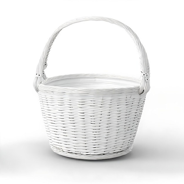 Realistic White Empty Basket Design Light Gray Background for Versatile Use