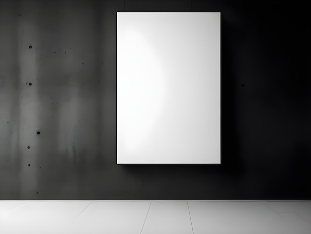 Realistic white empty frame mockup poster on a concrete wall