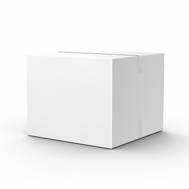 Photo realistic white package box isolated white background