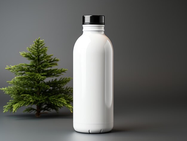 Realistic White plastic bottle isolated mockup with background