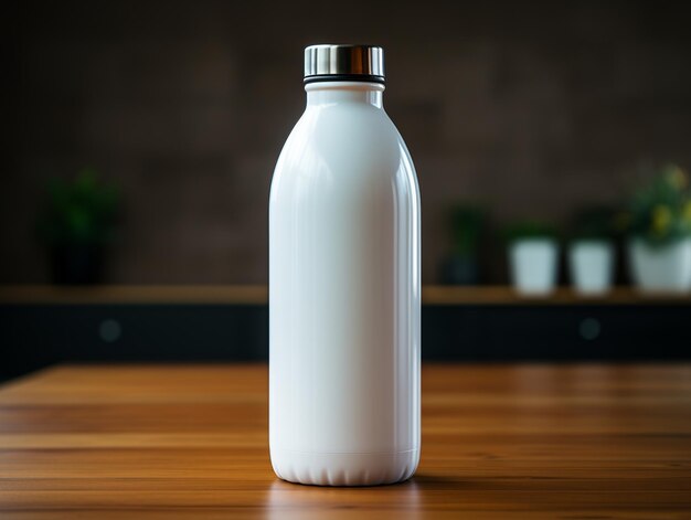 Realistic White plastic bottle isolated mockup with background