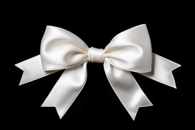 Photo realistic white ribbon and bow isolated on white