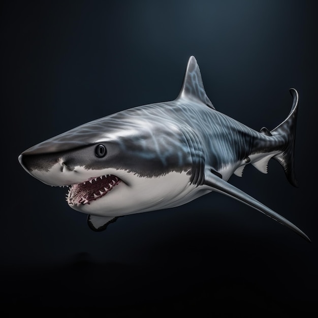 Realistic White Shark 3d Illustration In Dark Silver And Light Amber