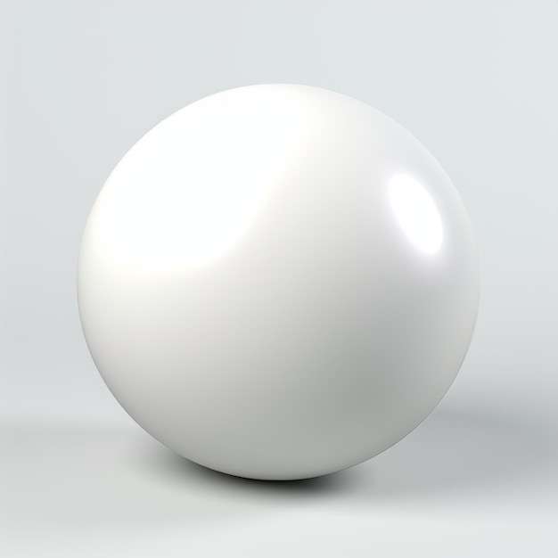 Realistic White Sphere On Grey Background With Glossy Finish