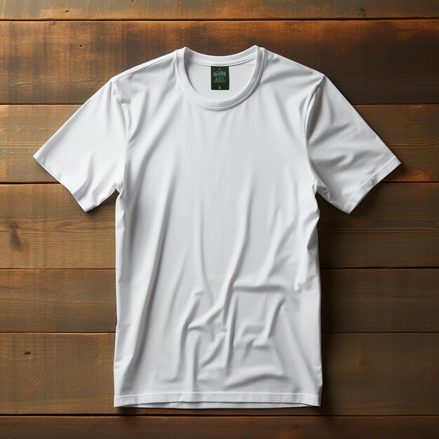 Photo realistic white tshirts front view for mockup with copy space on the background