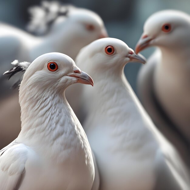 Realistic white wedding pigeons captured with sharp focus stunning detail and superior quality in HDR UHD K and K resolution Generative AI Generated