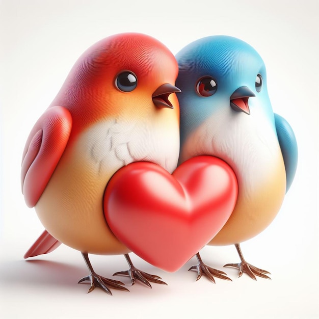 Realistic whole body of Love birds 3d with white background