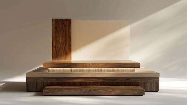 Realistic wooden podium display product template