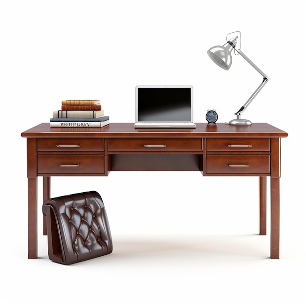 Photo realistic wooden writing desk with highkey lighting high resolution