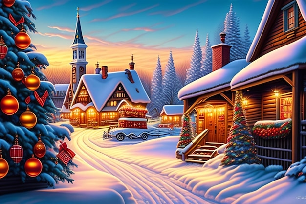 RealisticA beautiful christmas town