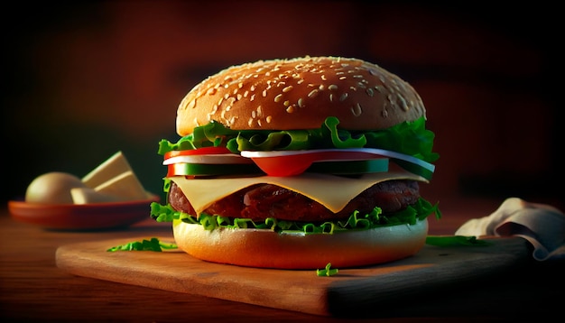 Realistically illustrated burger Generative AI