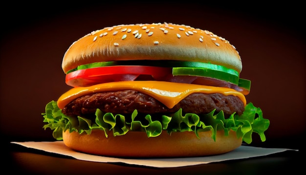 Realistically illustrated burger Generative AI