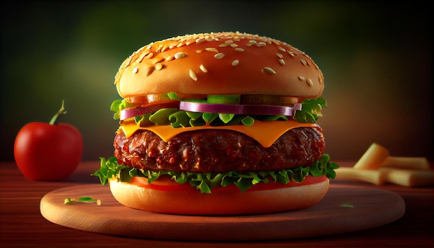 Realistically illustrated burger Generative AI