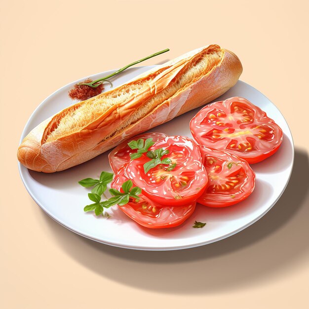 A realisticlooking baguette with ham