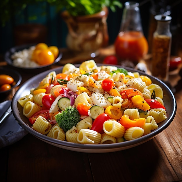 RealisticLooking Dish Pasta with Vegetables