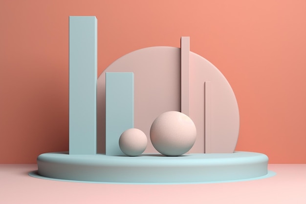 Realistisch 3D-podium in pastelkleuren