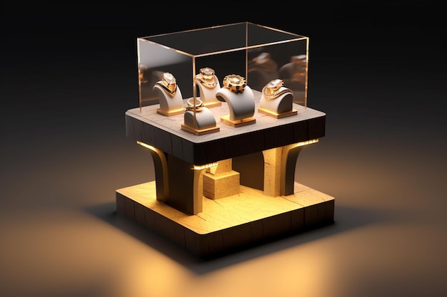 Realistisch 3D sieraden showcase podium