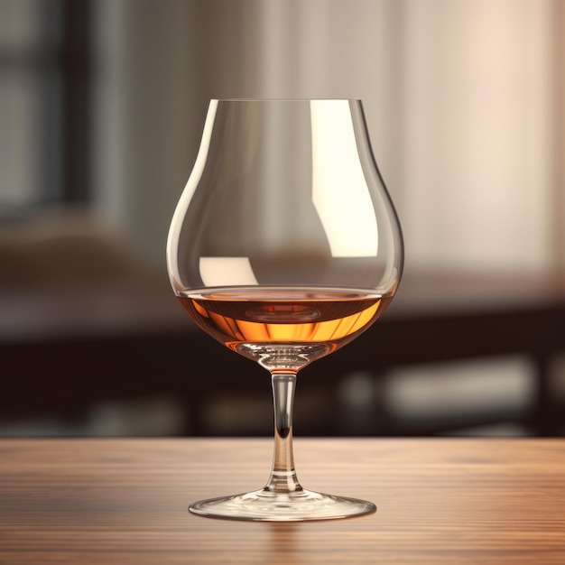 Realistisch 3D-whiskyglasontwerp met supergedetailleerde borrel