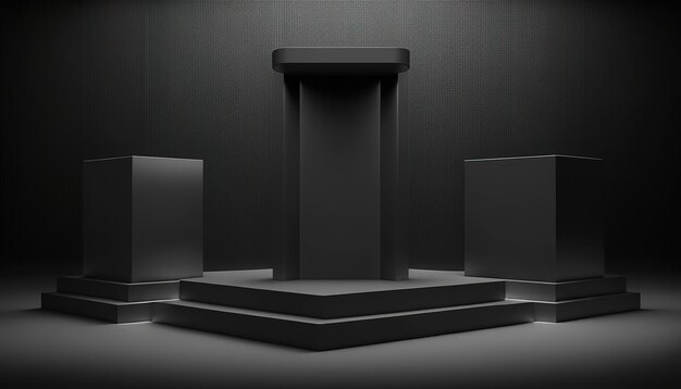 Realistisch 3D zwart themapodium voor productweergave