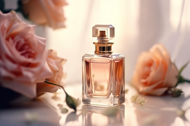 Realistisch beeld van blanco parfum glazen fles mockup ontwerp