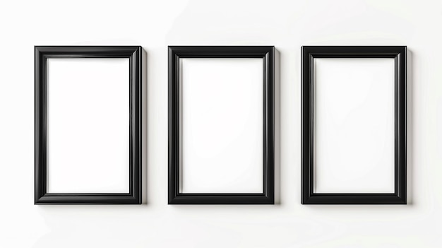Realistisch beeldframe mockup zwarte rand op witte achtergrond