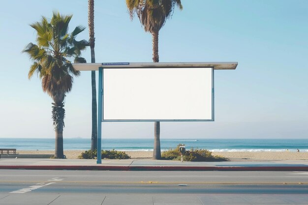 Realistisch billboard op een bushalte in Los Angeles Californië om een marketing mockup te maken