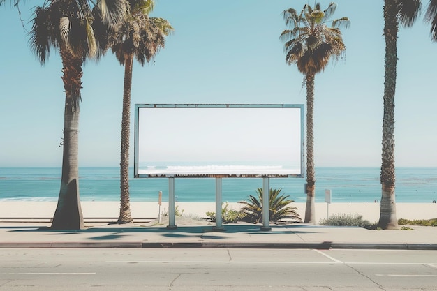 Realistisch billboard op een bushalte in Los Angeles Californië om een marketing mockup te maken