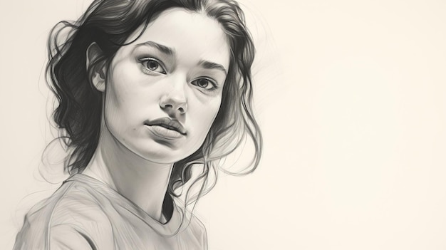 Realistisch en hyper gedetailleerd portret van een nadenkend meisje