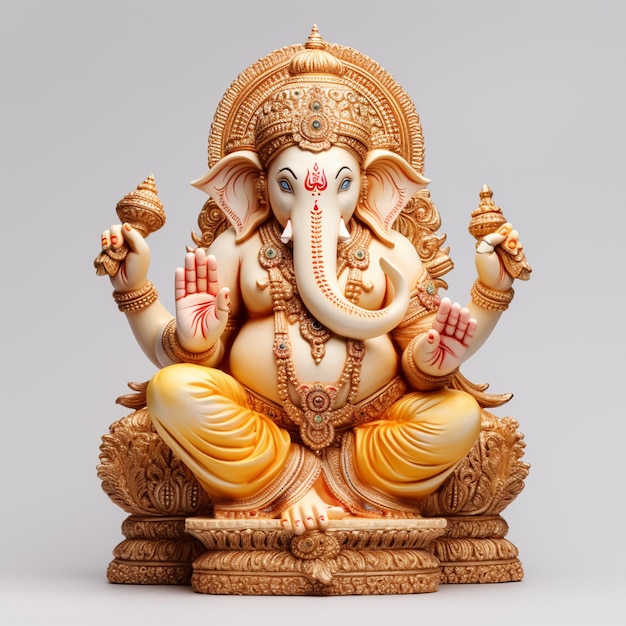 Foto realistisch heer ganesha geïsoleerd met witte achtergrond