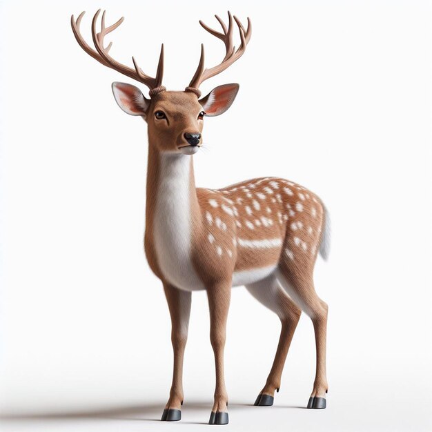 Foto realistisch hele lichaam van deer 3d dier in front view met witte achtergrond